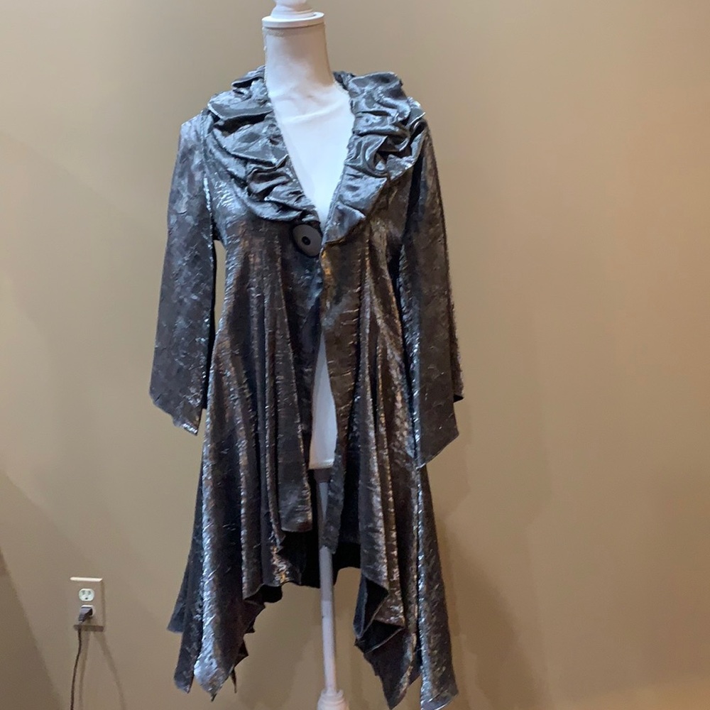 I.c. Connie K Jacket Silver Gray Size Small Very Flowy NEW